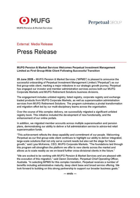 MUFG Pension Market Services And Perpetual Investment Management Final Cover